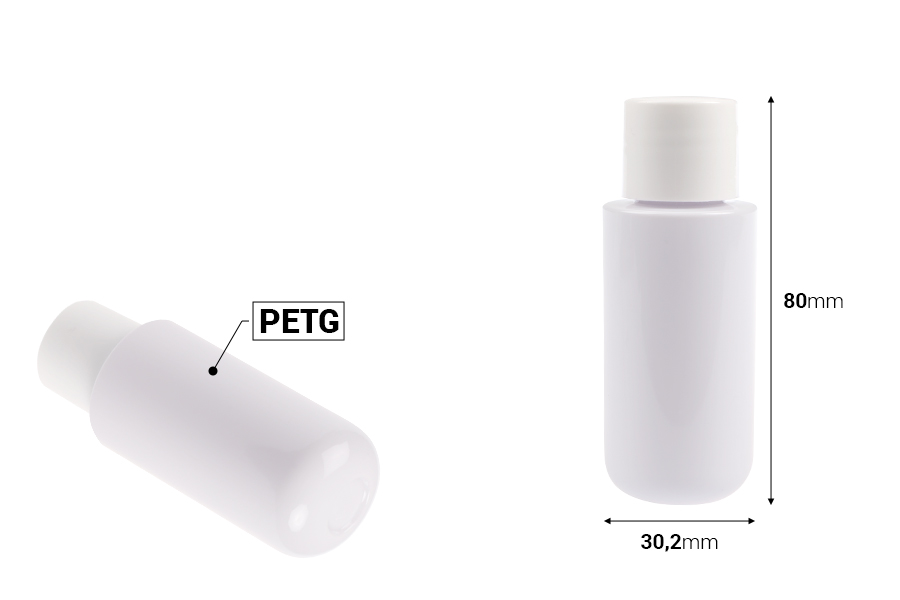 Zamenska unutrašnja bela bočica od 30 mL sa belim zatvaračem za šifru 20-3690-dimenzije_slike