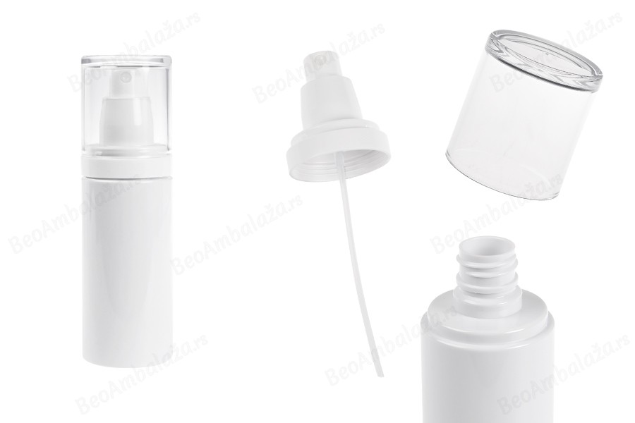 Plastična (PET) bela bočica 100 mL sa raspršivačem i providnim poklopcem-slika_proizvoda