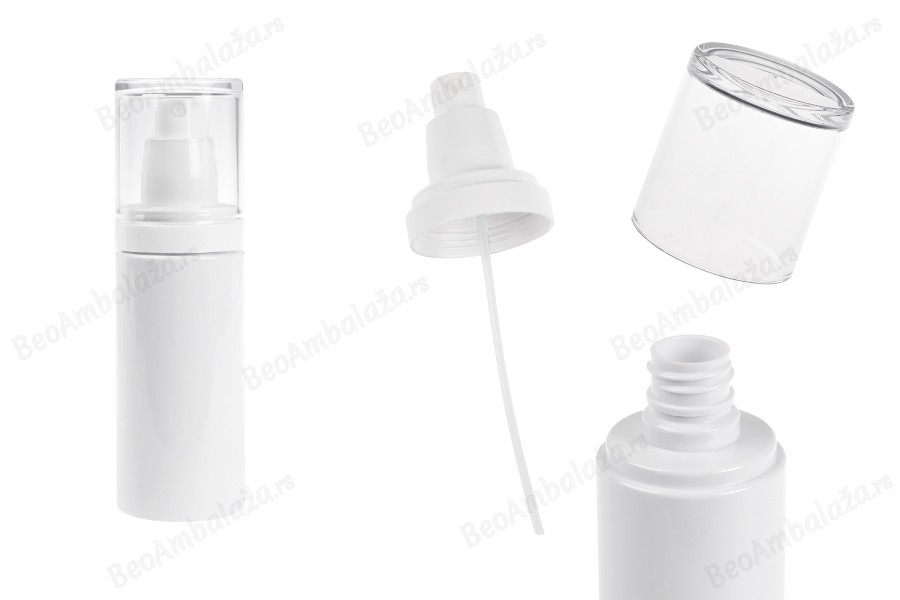 Plastična (PET) bela bočica 100 mL sa raspršivačem i providnim poklopcem-slika_proizvoda