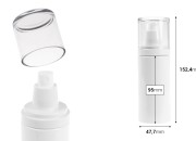 Plastična (PET) bela bočica 150 mL sa raspršivačem i providnim poklopcem-dimenzije_slike