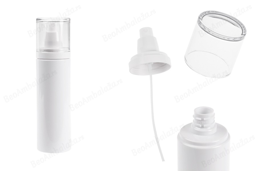 Plastična (PET) bela bočica 200 mL sa raspršivačem i providnim poklopcem-slika_proizvoda