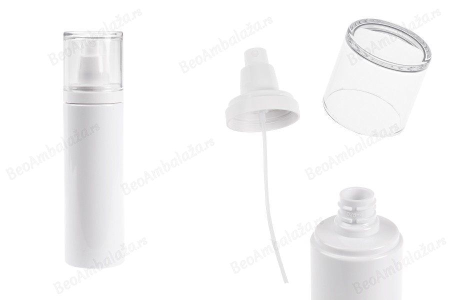Plastična (PET) bela bočica 200 mL sa raspršivačem i providnim poklopcem-slika_proizvoda