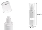 Plastična (PET) bela bočica 100 mL sa pumpicom za kremu i providnim poklopcem-dimenzije_slike