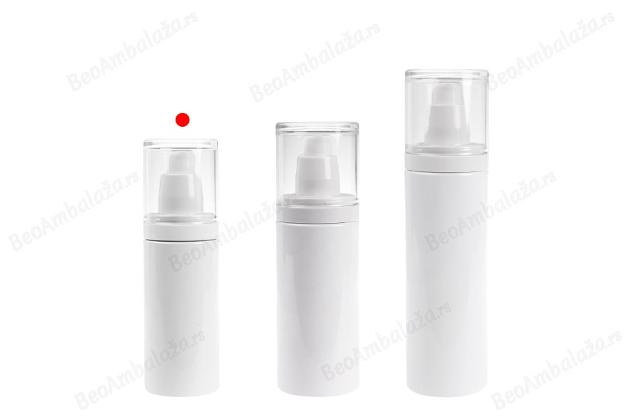 Plastična (PET) bela bočica 100 mL sa pumpicom za kremu i providnim poklopcem-grupa_slika
