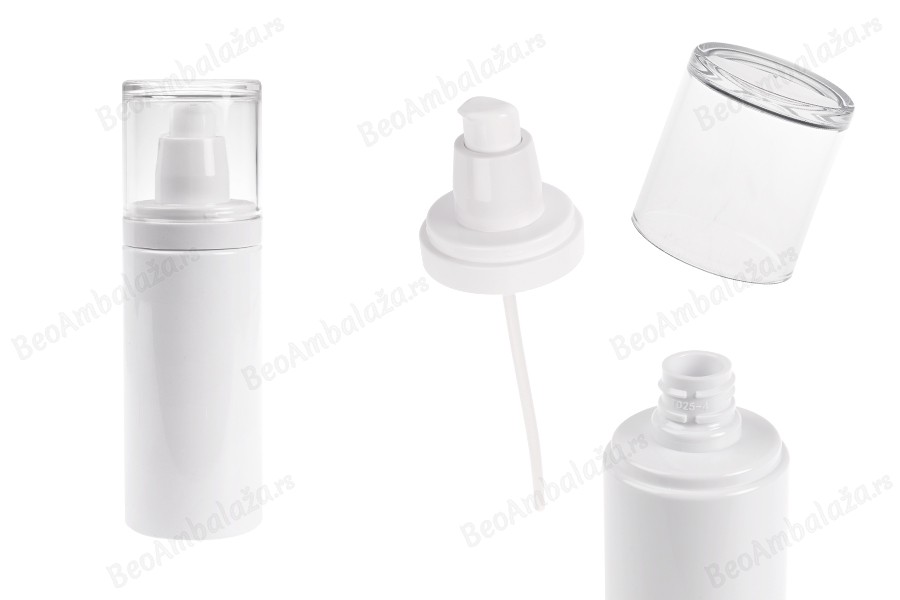 Plastična (PET) bela bočica 150 mL sa pumpicom za kremu i providnim poklopcem-slika_proizvoda