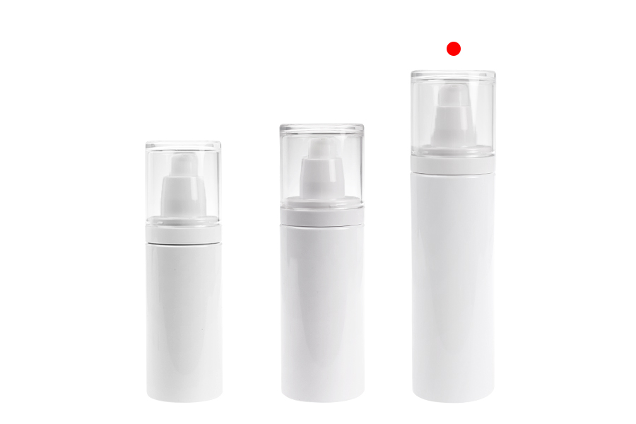 Plastična (PET) bela bočica 200 mL sa pumpicom za kremu i providnim poklopcem-grupa_slika