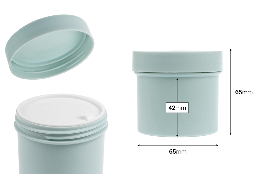 Plastična (PP) tegla 150 mL sa zatvaračem i zaptivkom u MAT bojama-dimenzije_slike