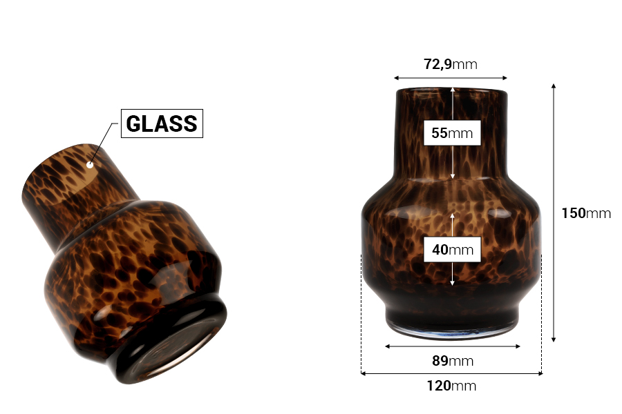 Dekorativna staklena vaza sa animal printom - 120x150 mm-dimenzije_slike