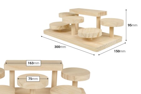  Drveni stalak 300x150x95 mm (prečnik svake osnove 75 mm) -dimenzije_slike