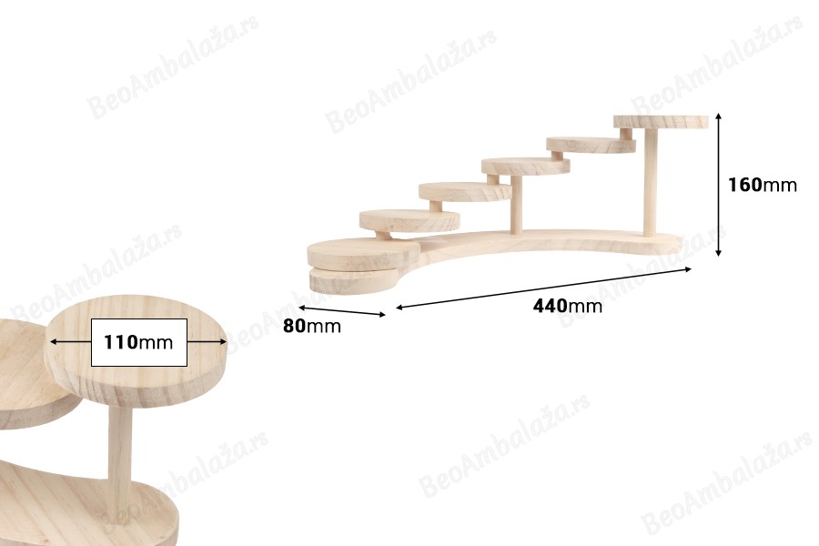 Drveni stalak 440x80x160 mm (prečnik svake osnove 110 mm)-dimenzije_slike