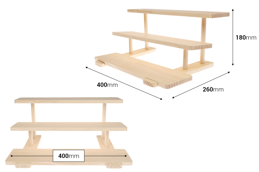 Drveni stalak 400x260x180 mm - 3 nivoa-dimenzije_slike