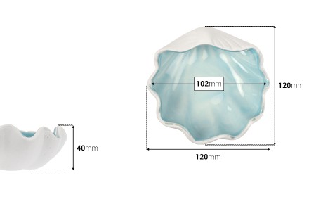Dekorativna keramička posuda u obliku školjke 120x120x40 mm za sveću-dimenzije_slike