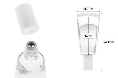 Staklena bočica od 10 mL u obliku tube sa metalnom roll-on kuglicom-dimenzije_slike