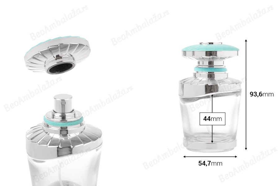 Bočica za parfem u arapskom stilu od 50 ml sa srebrnom raspršivač-pumpicom tip „crimp”-dimenzije_slike