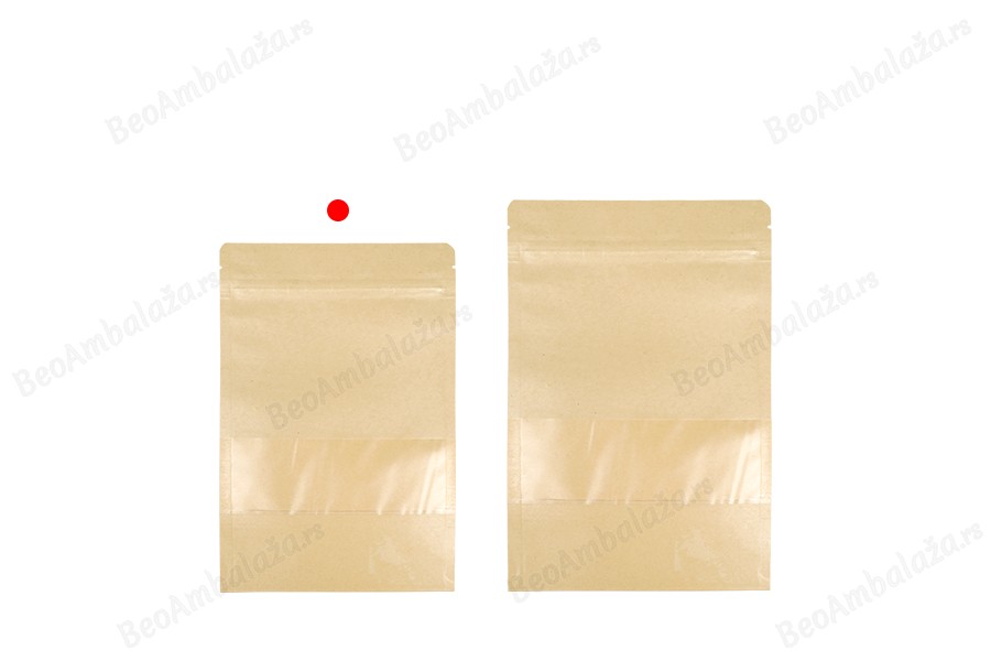 Kraft DoyPack 160x40x235mm kesice sa zipom , prozorom i  i ovalnim dnom- 100kom-grupa_slika