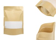 Kraft DoyPack 180x50x260mm kesice sa zip zatvaranjem i prozorom, unutrašnjom i spoljašnjom providnom oblogom, ovalnim dnom i sa mogućnošću termo zatvaranja – 100kom-slika_proizvoda