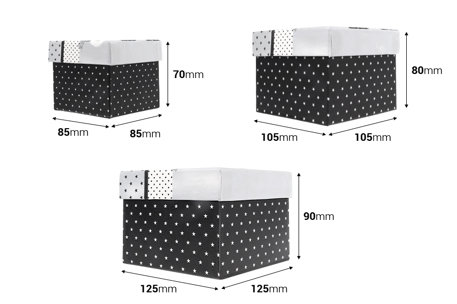 Četvrtasta plastificirana kutija za poklone, sa dizajnom Pariz (Eiffel) ili London (Tower Bridge) - set od 3 kutije (S, M, L)-dimenzije_slike