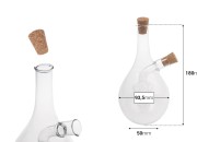 Staklena dupla flaša u obliku grozda 480mL, sa dva plutana čepa. Ručno izrađena od duvanog stakla-dimenzije_slike