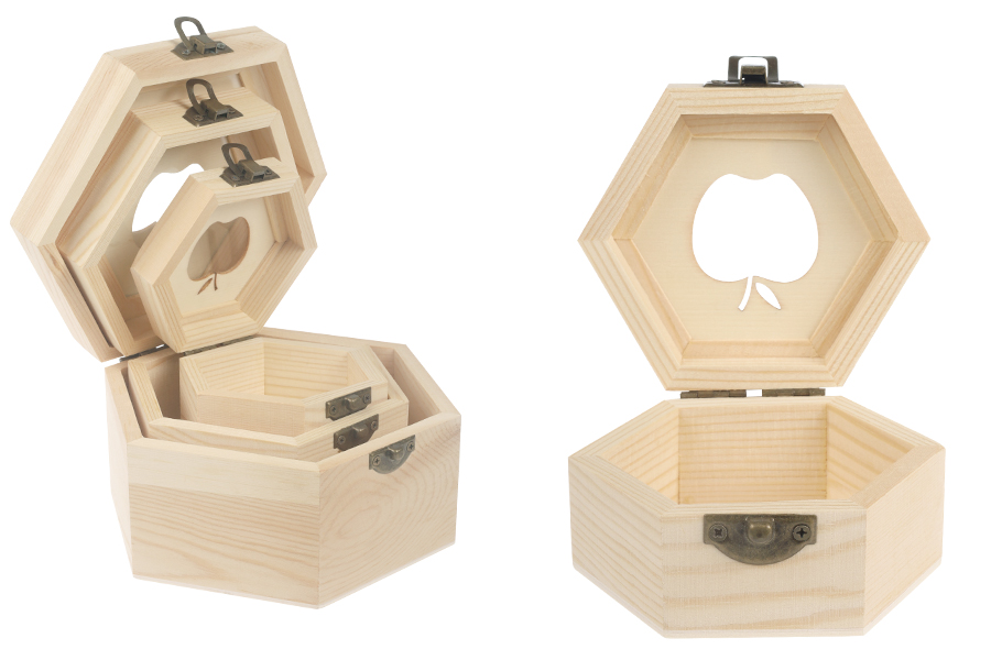 Set drvenih kutija sa prozorom u obliku jabuke i metalnom kopčom, u 3 veličine (S-M-L)-slika_proizvoda