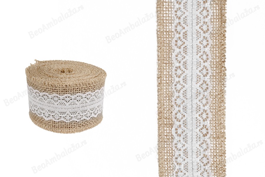 Traka od jute sa čipkom, 55 mm (1 komad je 4,3 m)-slika_proizvoda