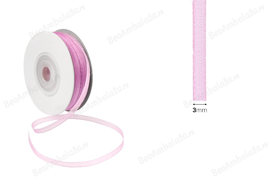 Organza traka od 3mm, u raznim bojama - jedan navoj je od 50m-dimenzije_slike