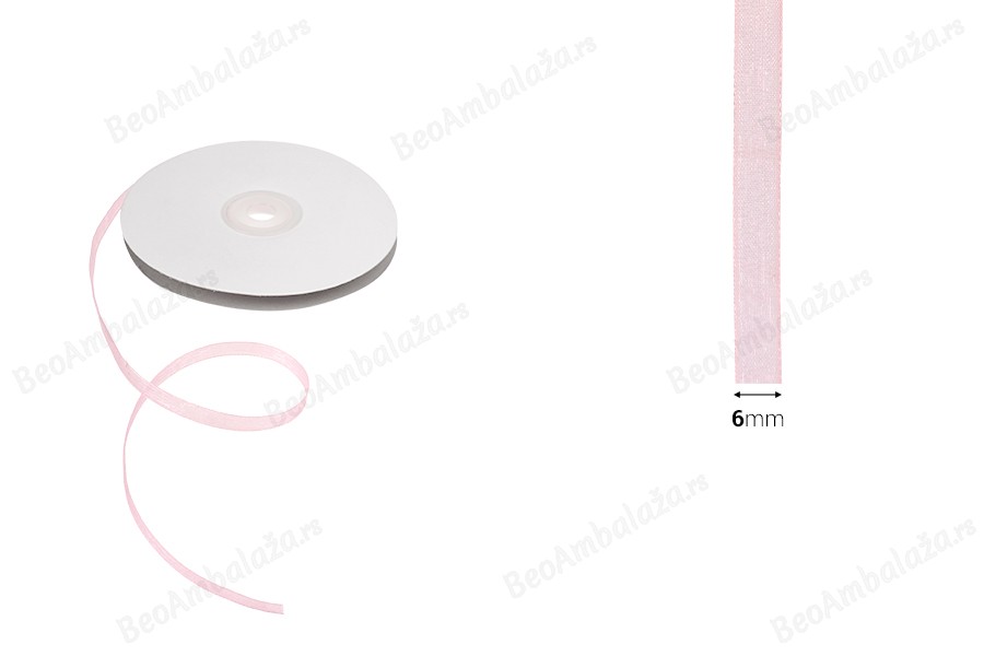 Organza traka od 6mm, u raznim bojama - jedan navoj je od 50m-dimenzije_slike