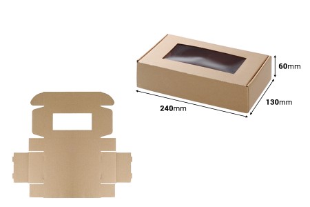 Kutija od kraft papira 240x130x60mm sa prozorom - 20 kom-dimenzije_slike
