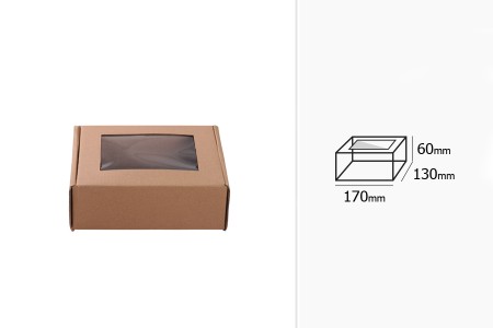 Kartonska kraft kutija sa prozorom 170x130x60mm - 25 kom-dimenzije_slike