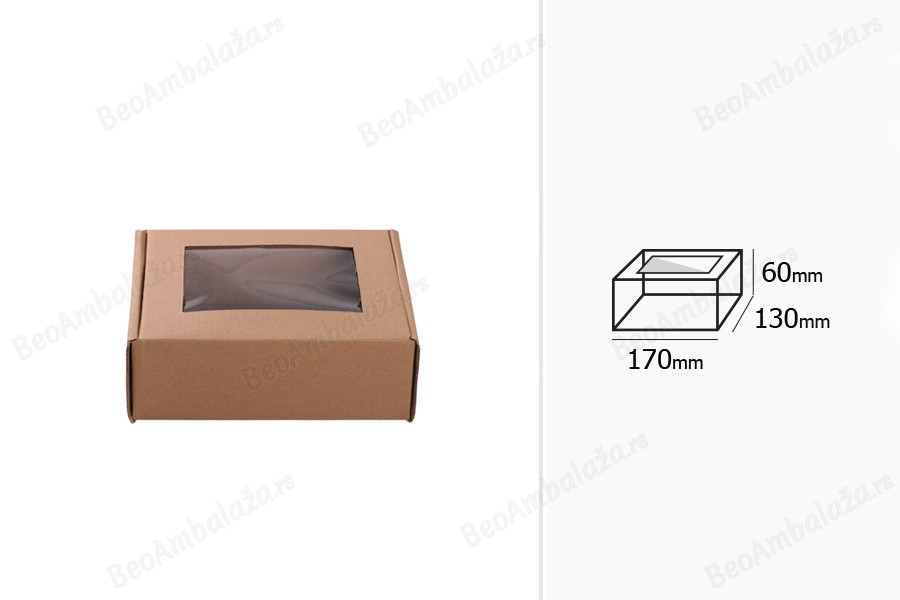 Kartonska kraft kutija sa prozorom 170x130x60mm - 25 kom-dimenzije_slike
