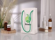 Papirna bela poklon kesa 110x60x180mm sa zelenom drškom - 20 kom-grupa_slika