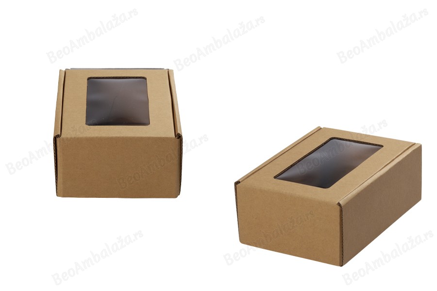 Kutija od kraft papira 130x180x70mm sa prozorom - 20 kom-slika_proizvoda