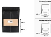 DoyPack kesice sa zip zatvaranjem, prozorom, ovalnim dnom i sa mogućnošću termo zatvaranja 100x35x150mm - 100komada-dimenzije_slike