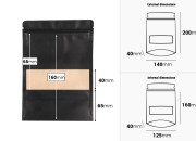 DoyPack kesice sa zip zatvaranjem, prozorom, ovalnim dnom i sa mogućnošću termo zatvaranja 140x40x200mm - 100komada-dimenzije_slike
