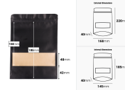 DoyPack kesice sa zip zatvaranjem, prozorom, ovalnim dnom i sa mogućnošću termo zatvaranja 160x40x220mm - 100komada-dimenzije_slike