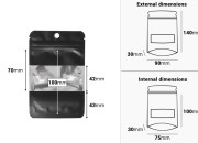 Crna aluminijumska DoyPack  90x30x140mm kesica sa zip zatvaranjem, prozorom, ovalnim dnom i sa mogućnošću termo lepljenja - 100kom-dimenzije_slike