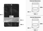 Crna aluminijumska DoyPack  kesica sa zip zatvaranjem 160x40x240mm, prozorom, ovalnim dnom i sa mogućnošću termo lepljenja - 100kom-dimenzije_slike