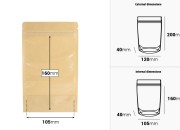 Kraft (14c) DoyPack kesice 120x40x200mm sa providnom prednjom stranom (8c), zip zatvaranjem i mogućnošću termo zatvaranja – 100 kom-dimenzije_slike
