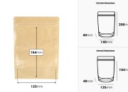 Kraft (14c) DoyPack kesice 140x40x200mm sa providnom prednjom stranom (8c), zip zatvaranjem i mogućnošću termo zatvaranja – 100 kom-dimenzije_slike
