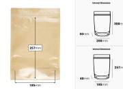 Kraft (14c) DoyPack kesice 200x50x300mm sa providnom prednjom stranom (8c), zip zatvaranjem i mogućnošću termo zatvaranja – 100 kom-dimenzije_slike