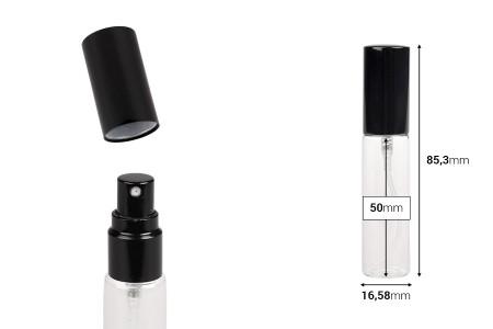 Staklena bočica 10mL za parfem sa sprejom i aluminijumskim poklopcem - 6 kom-dimenzije_slike