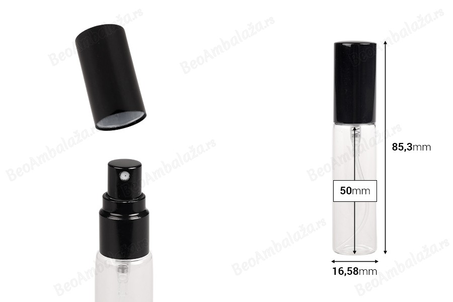 Staklena bočica 10mL za parfem sa sprejom i aluminijumskim poklopcem - 6 kom-dimenzije_slike