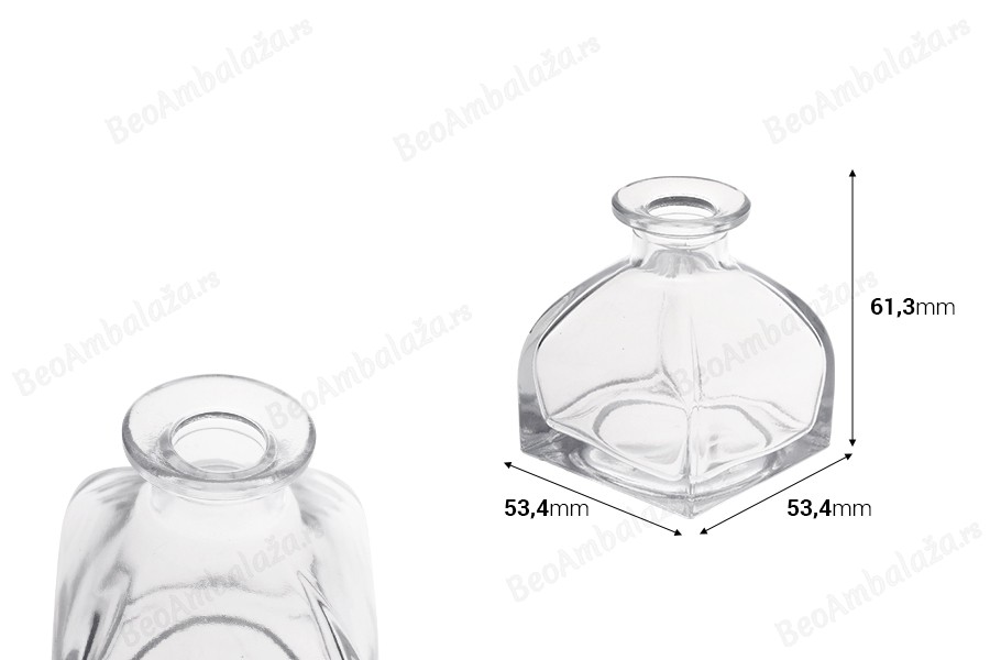 Staklena četvrtasta flašica od 50mL-dimenzije_slike