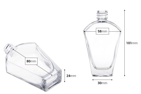 Staklena bočica za parfem 50mL, posebnog "V" oblika, 18/415-2