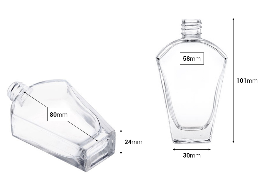 Staklena bočica za parfem 50mL, posebnog "V" oblika, 18/415