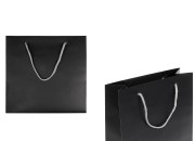 Crna mat plastificirana poklon kesa 220x90x210mm sa sivom pamučnom ručkom-slika_proizvoda