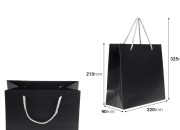 Crna mat plastificirana poklon kesa 220x90x210mm sa sivom pamučnom ručkom-dimenzije_slike