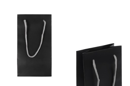 Crna mat poklon kesa 110x60x200mm sa sivom pamučnom ručkom - 20 kom-slika_proizvoda