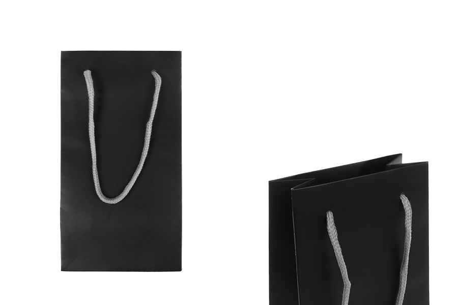 Crna mat poklon kesa 110x60x200mm sa sivom pamučnom ručkom - 20 kom-slika_proizvoda