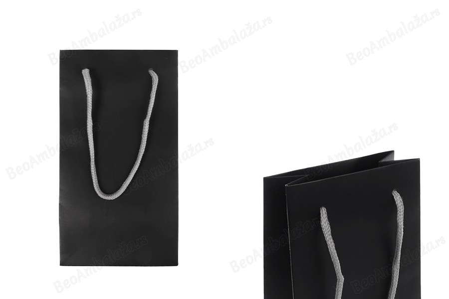 Crna mat poklon kesa 110x60x200mm sa sivom pamučnom ručkom - 20 kom-slika_proizvoda