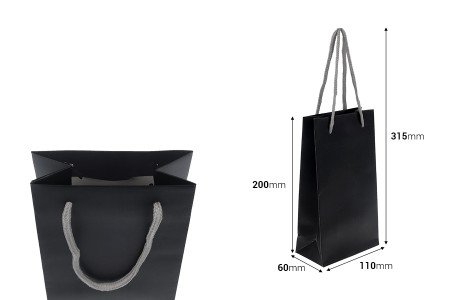 Crna mat poklon kesa 110x60x200mm sa sivom pamučnom ručkom - 20 kom-dimenzije_slike